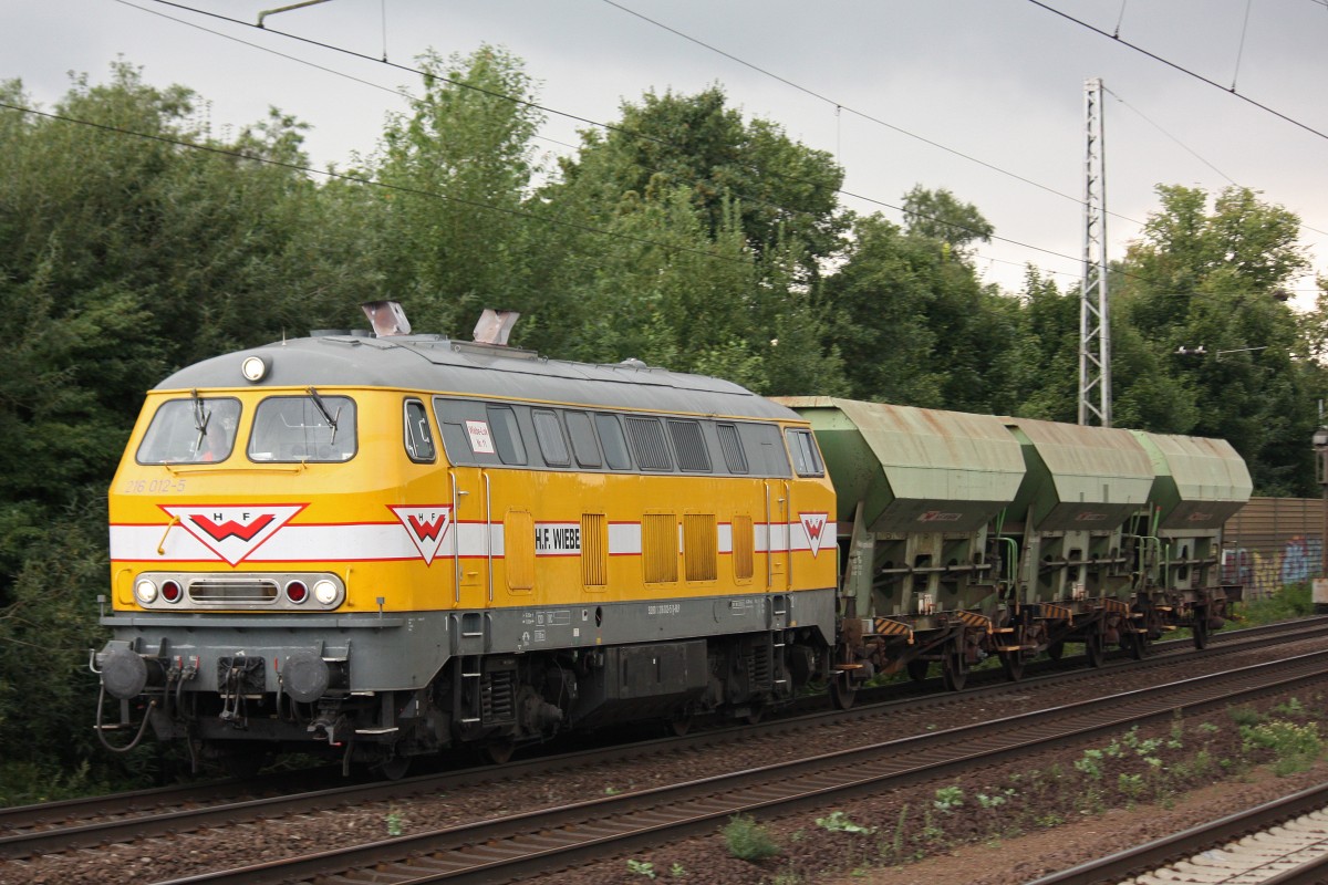 H.F.Wiebe 216 012 am 8.8.13 mit frei Wiebe Fcs in Dedensen-Gümmer.