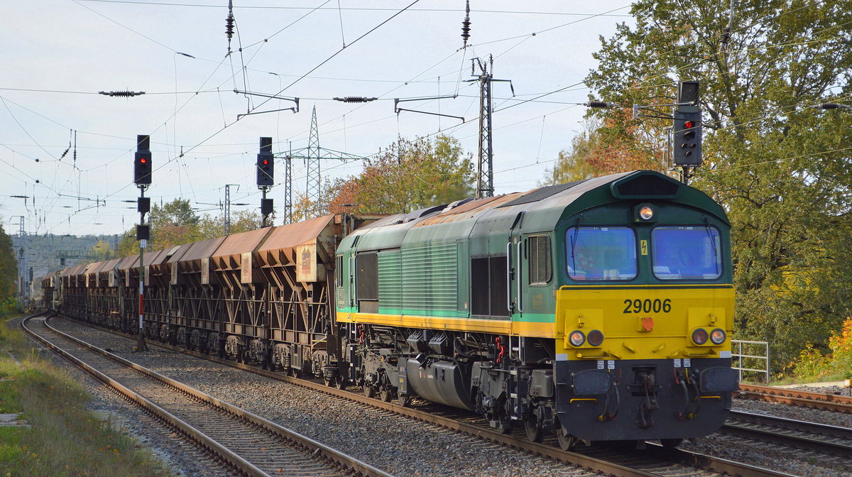 HHPI mit  29006  (NVR-Nummer: 92 80 1266 005-8 D-HHPI) und Schüttgutwagenzug am 22.10.19 Bf. Saarmund.