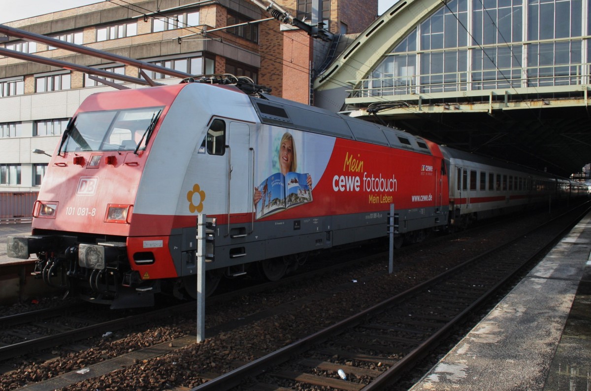 Hier 101 081-8 mit IC141 von Amsterdam Centraal nach Berlin Ostbahnhof, dieser Zug stand am 3.2.2014 in Berlin Ostbahnhof.