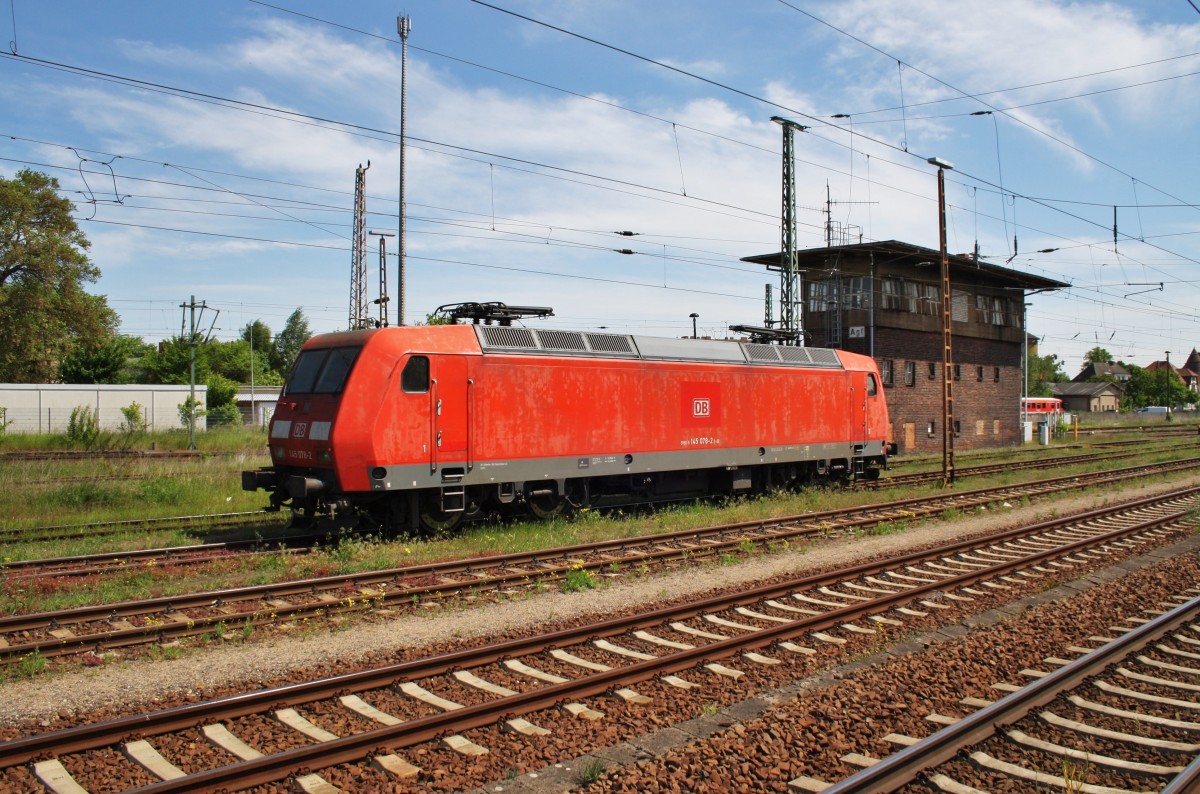 Hier 145 078-2 als Lz, abegestellt am 17.5.2014 in Angermünde.