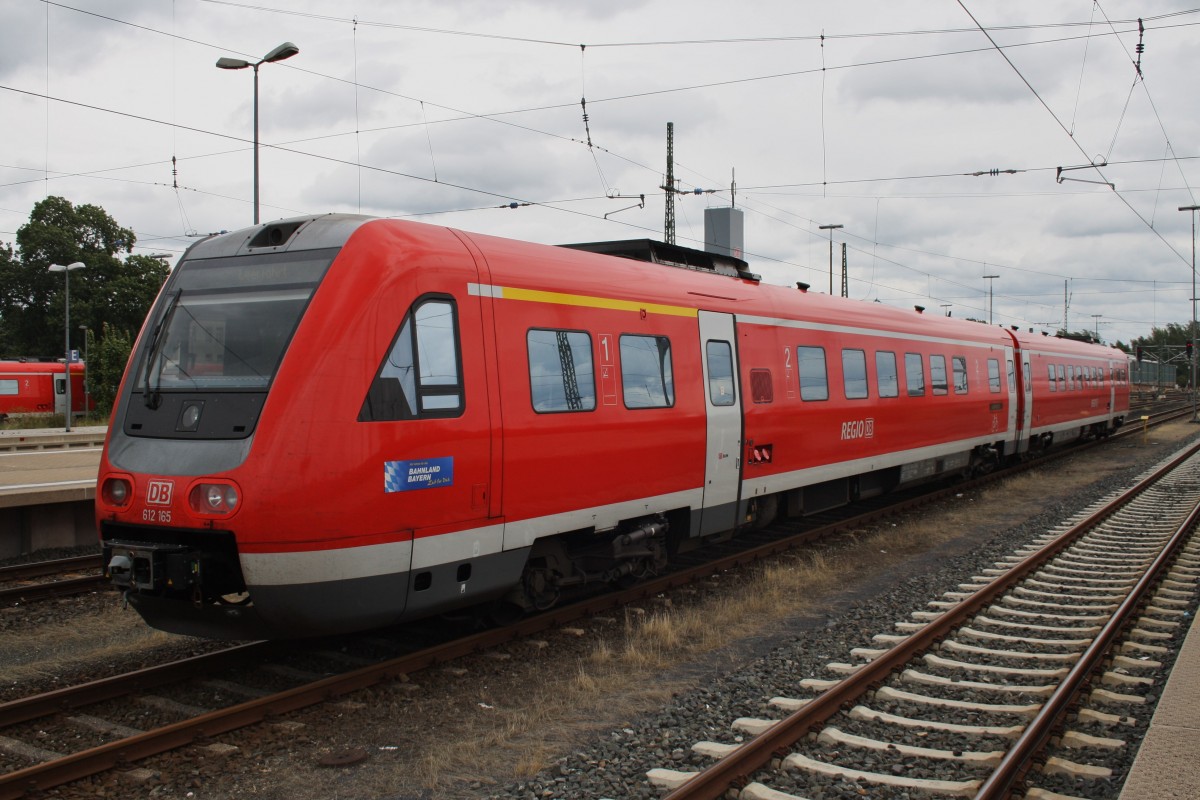 Hier 612 165-1 als Leerzug, abgestellt am 18.8.2014 in Hof Hbf.