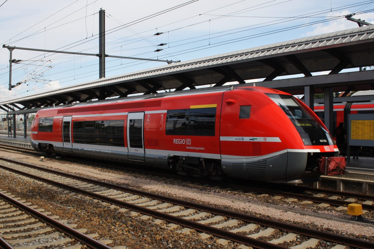 Hier 641 021-0 als RB52 (RB16212) von Erfurt Hbf. nach Leinefelde, dieser Triebzug stand am 19.8.2014 in Erfurt Hbf.