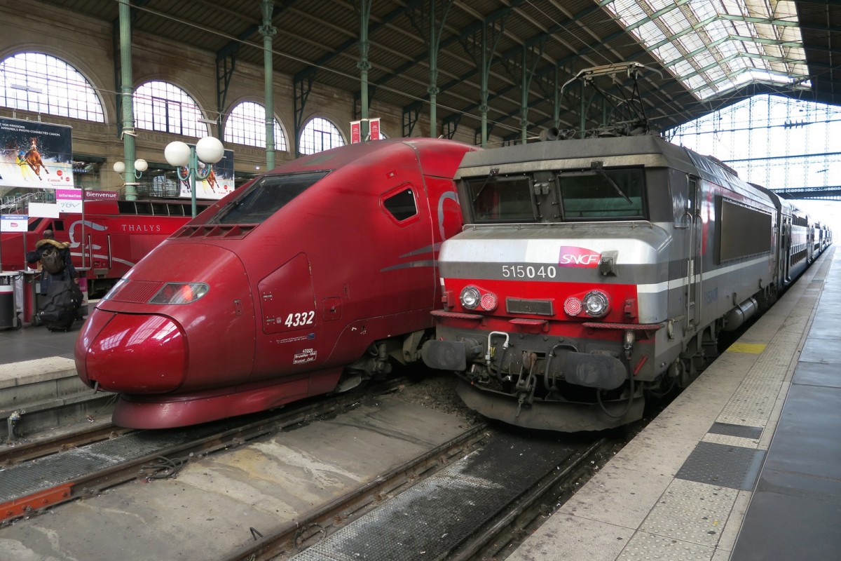 Hier BB515040 mit Thalys 4332 in Paris Gare du Nord, am 5.11.2015. Der Thalys fährt mich gleich nach Düsseldorf.