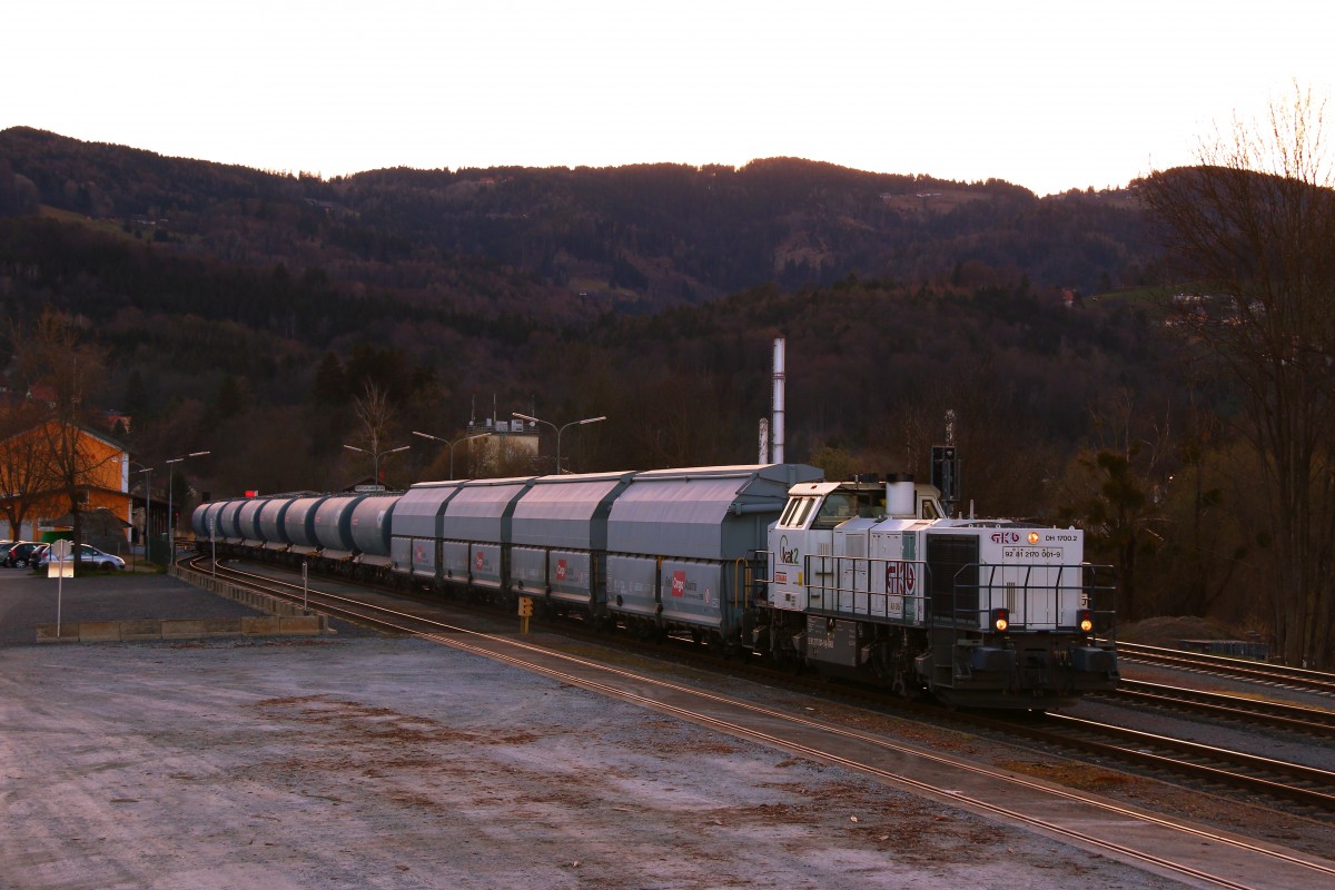 Hier noch mal der Zug in Deutschlandsberg am 1.04.2015