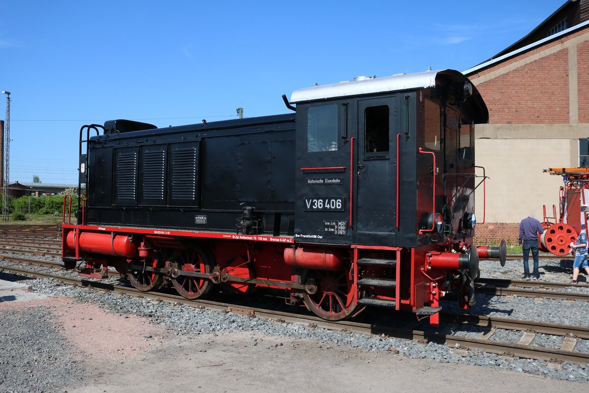 Historische Eisenbahn Frankfurt V36 406 am 05.05.18 beim Lokschuppenfest in Hanau