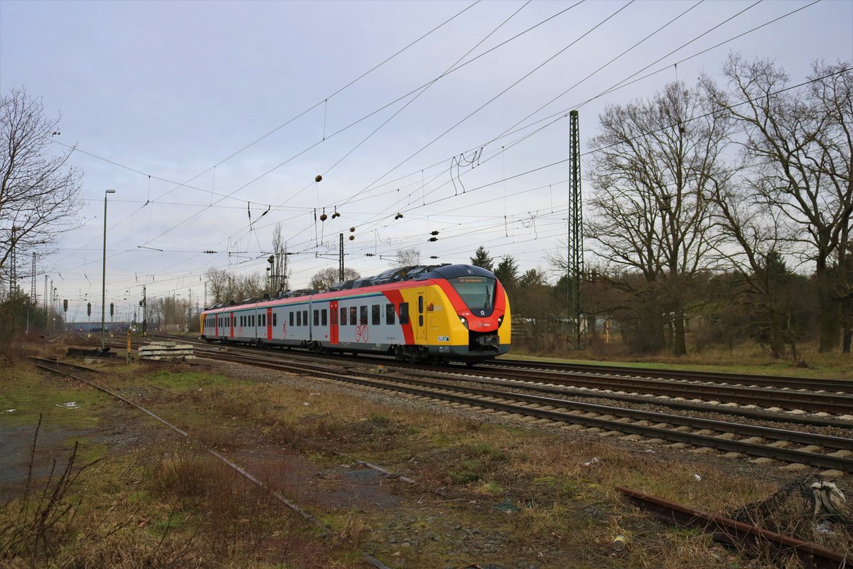 HLB Alstom Coradia Continental ET 184 am 14.02.20 in Mainz Bischofsheim