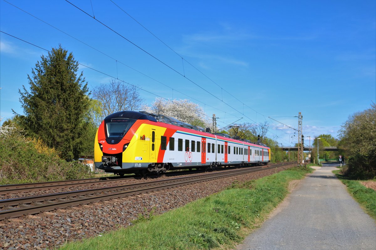 HLB Alstom Coradia Continental ET 157 am 10.04.20 in Maintal Ost 