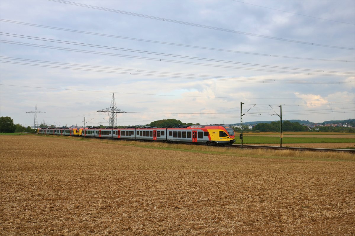 HLB Stadler Flirt 429 xxx + 429 xxx am 09.09.19 bei Bad Vilbel Dortelweil 