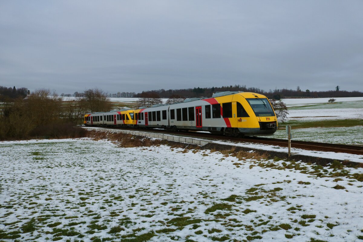 HLB Taunusbahn Alstom Lint41 Doppeltraktion am 12.01.22 bei Hundstadt (Taunus)