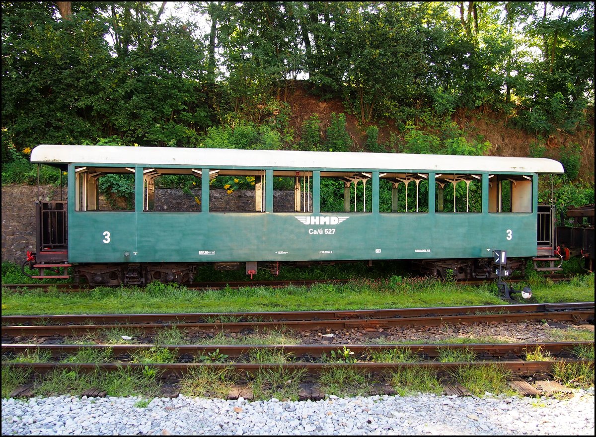HMD historischer Wagen Ca/u 527 am 30.August 2020 im Depot Jindrichuv Hradec.