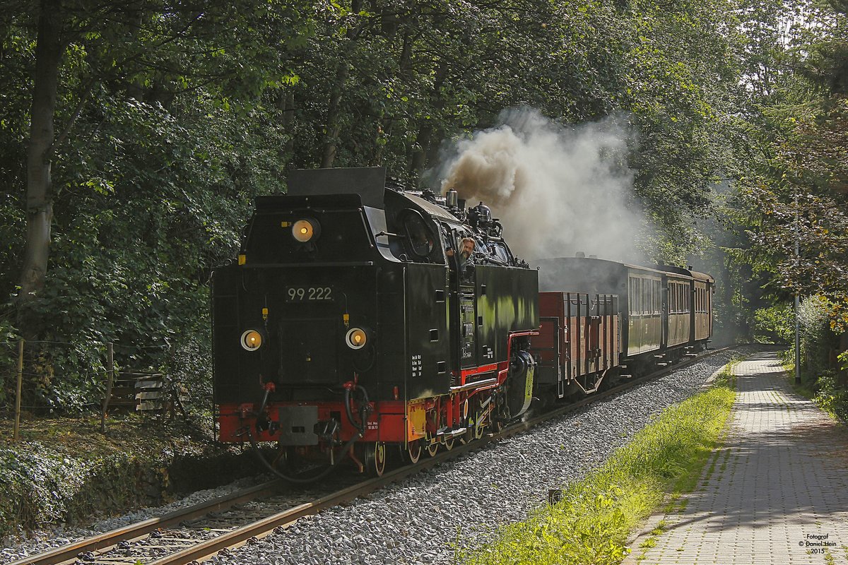 HSB 99 222 mit Traditionszug in Wernigerode, Juli.2015.
