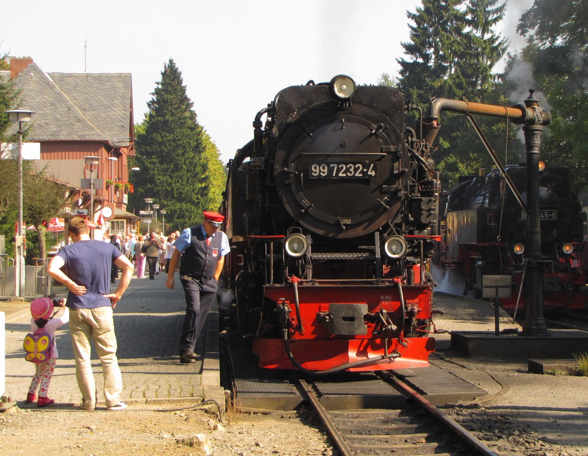 HSB 99 7232-4 mit der HSB 8903 von Wernigerode nach Eisfelder Talmühle, am 17.09.2014 in Drei Annen Hohne.