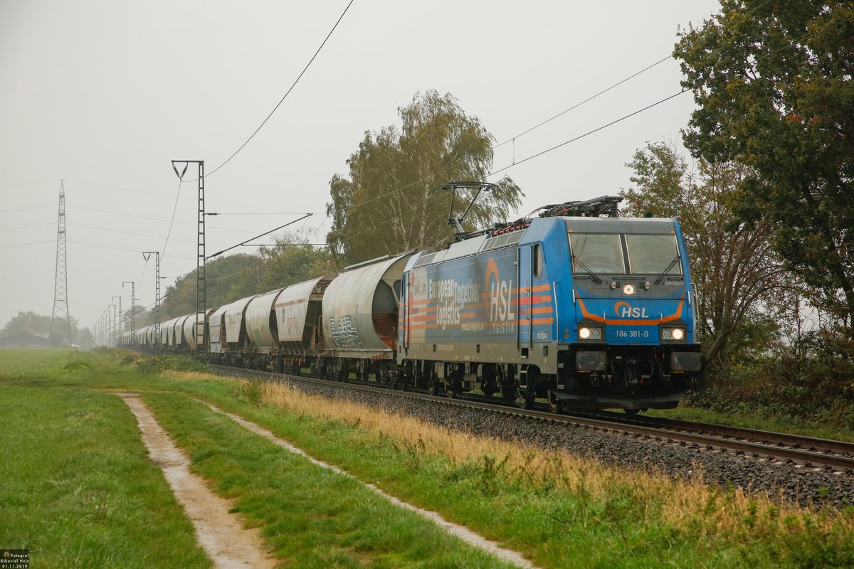 HSL 186 381-0 in Dülken, November 2019.