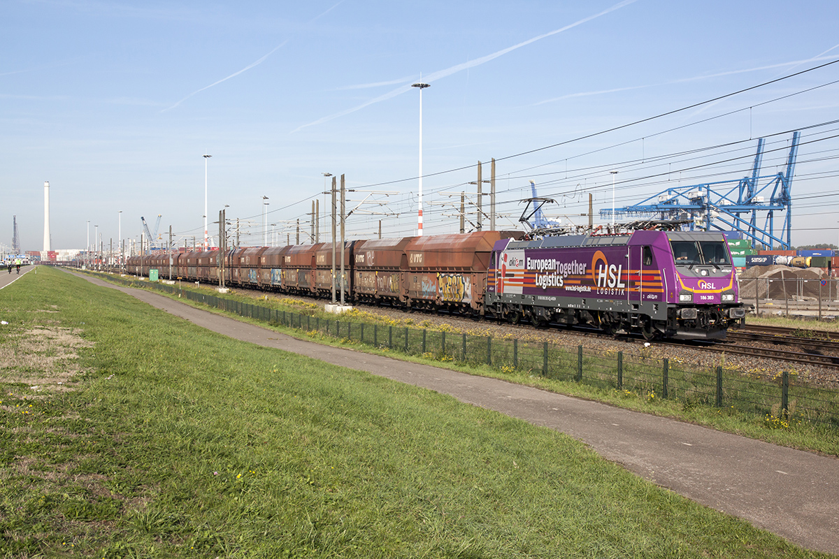 HSL 186 383 mit Kohlenzug 3.10.2018