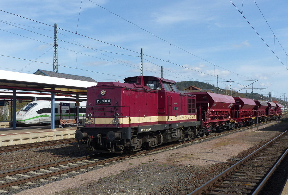 HTB 110 108-8 war am 10.04.2020 in Eisenach im Bauzugdienst anzutreffen.