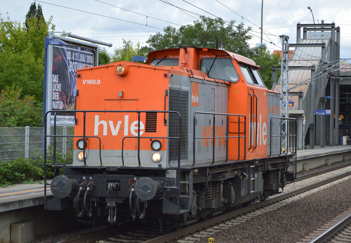 hvle V160.9 (92 80 1203 141-7 D-HVLE) am 11.07.18 Bf. Berlin-Hohenschönhausen.