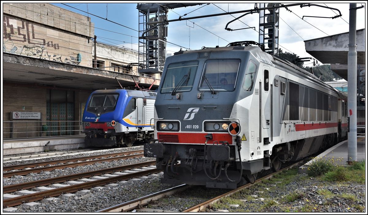 IC510 nach Torino PN mit E401 020 in Roma Ostiense. (24.02.2020)