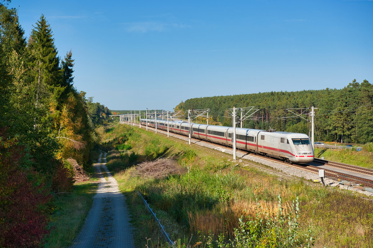 ICE 1 Tz 168  Crailsheim  als ICE 787 (Hamburg-Altona - München Hbf) bei Allersberg (Rothsee), 13.10.2019