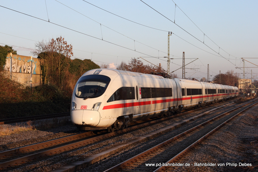 ICE 27 in Richtung Wien Westbahnhof in Duisburg Schlenk, 29. Januar 2014