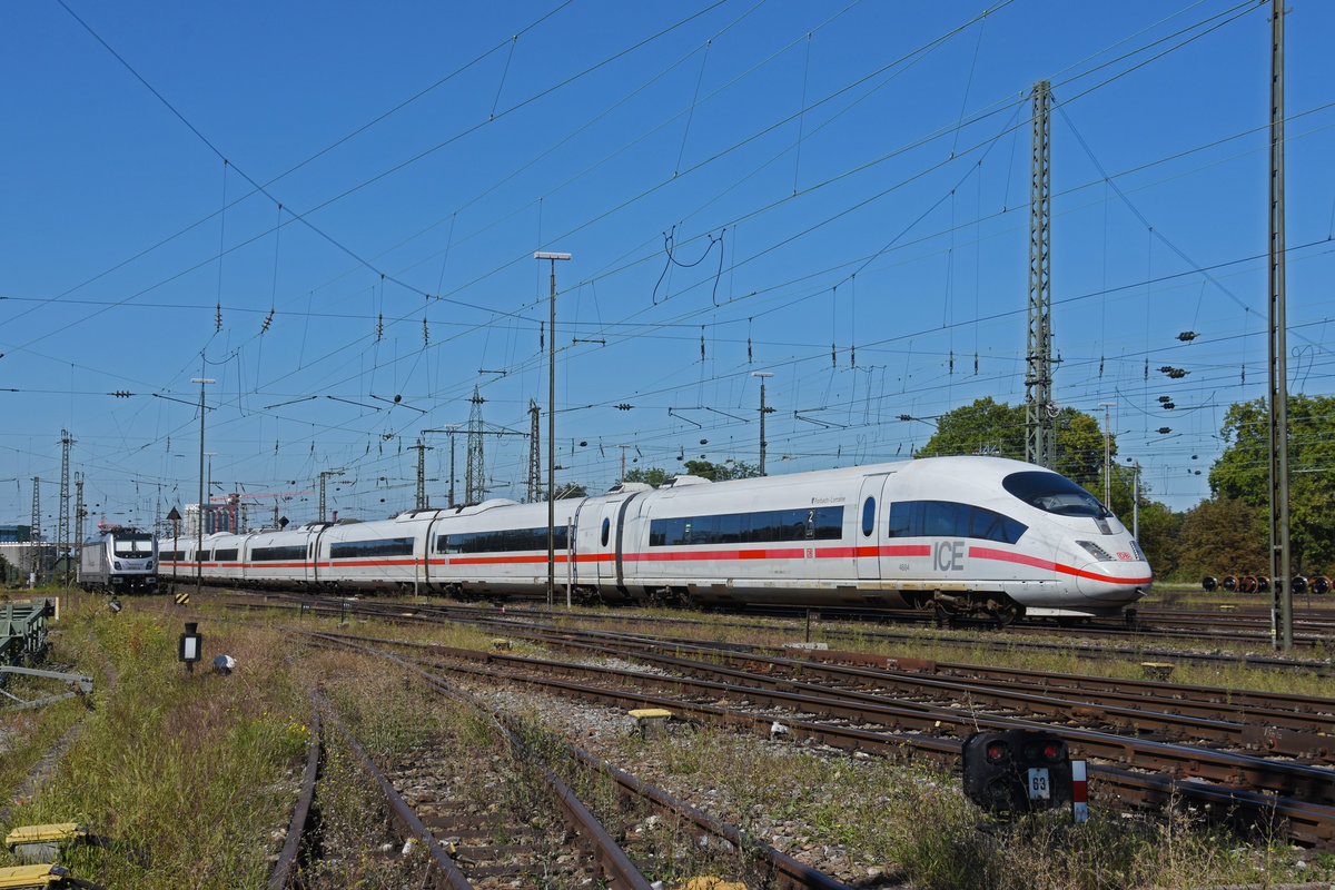 ICE 3 406 584-3 fährt beim badischen Bahnhof ein. Die Aufnahme stammt vom 09.09.2020.
