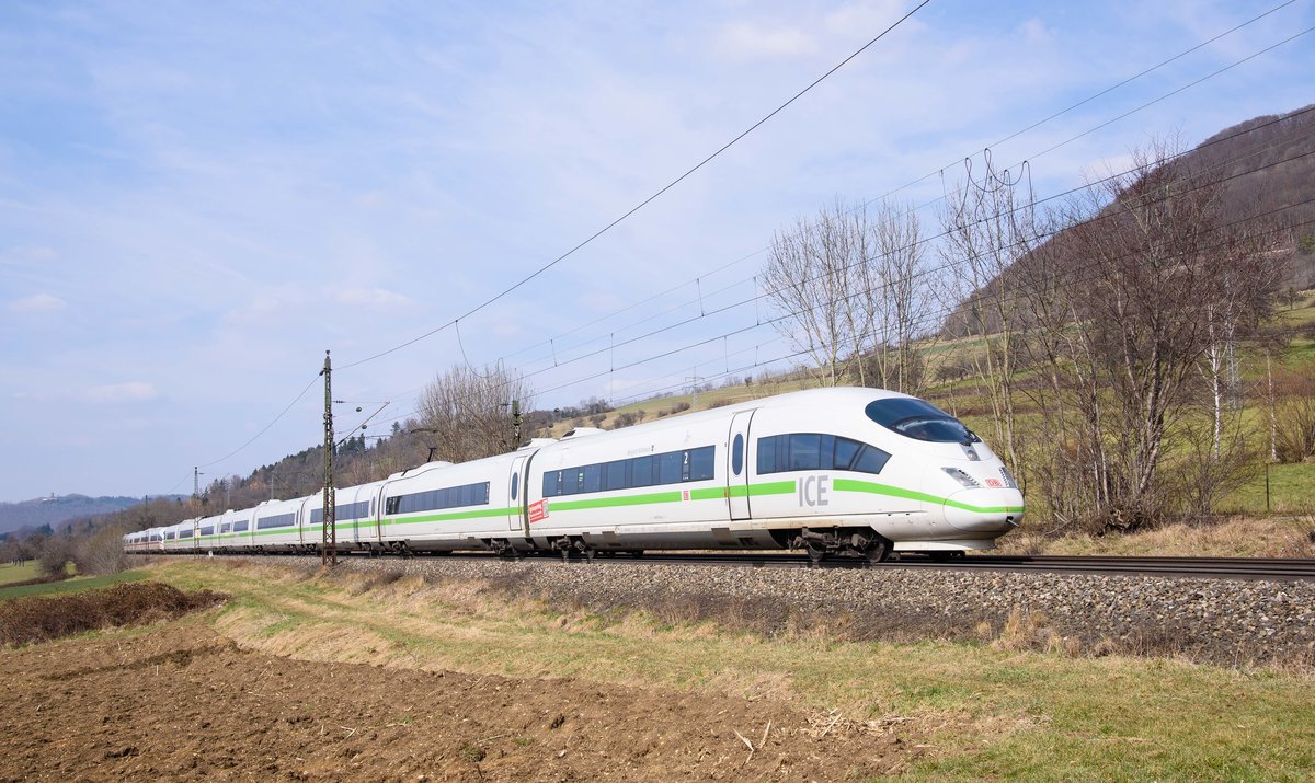 ICE 3 Triebzug 314 und 360'grünspotting'als ICE 517 auf dem Weg nach München.(Kuchen(Fils)25.3.2018).