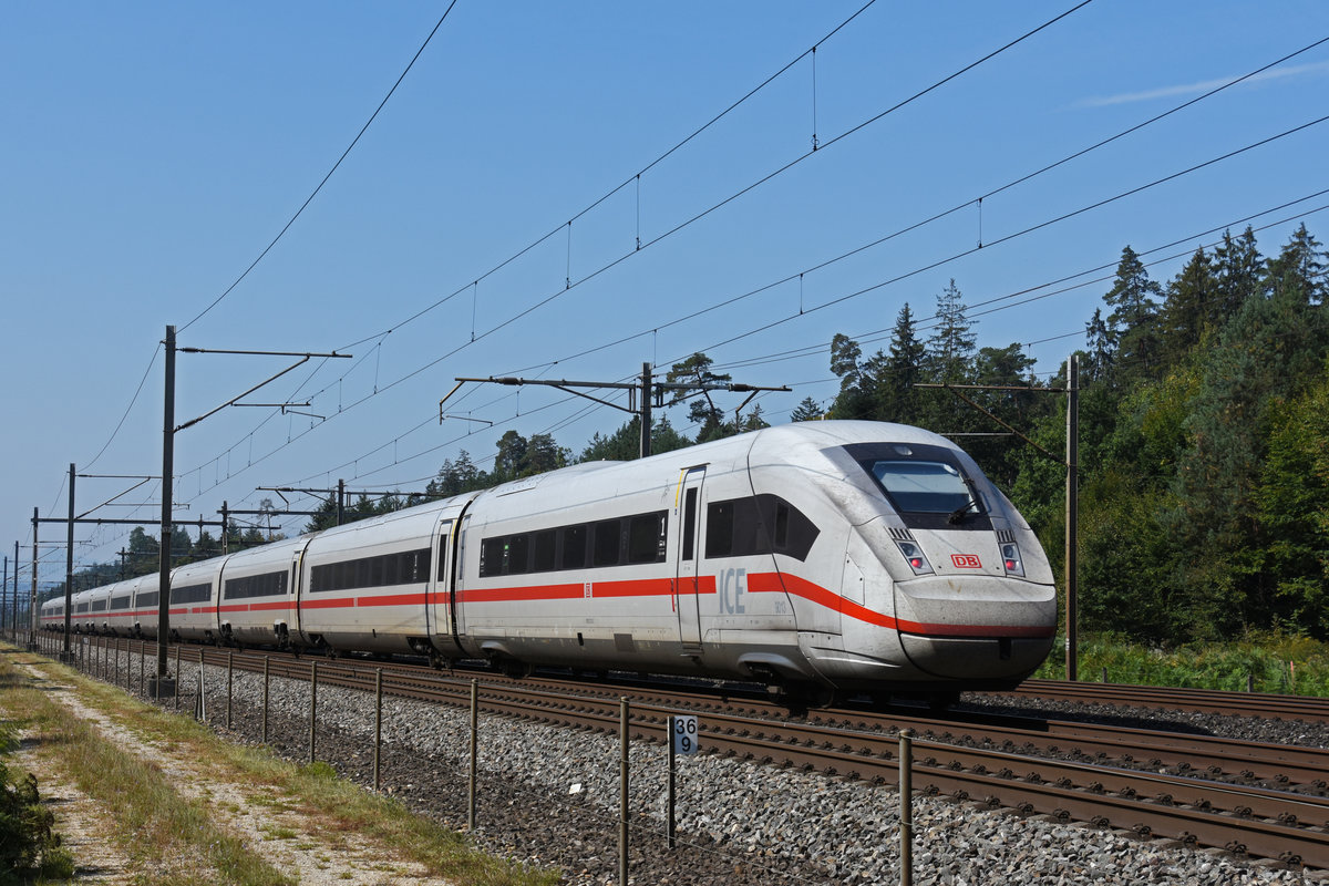 ICE 4 0812 013-2 hat soeben den Bahnhof Rupperswil durchfahren. Die Aufnahme stammt vom 14.09.2020.