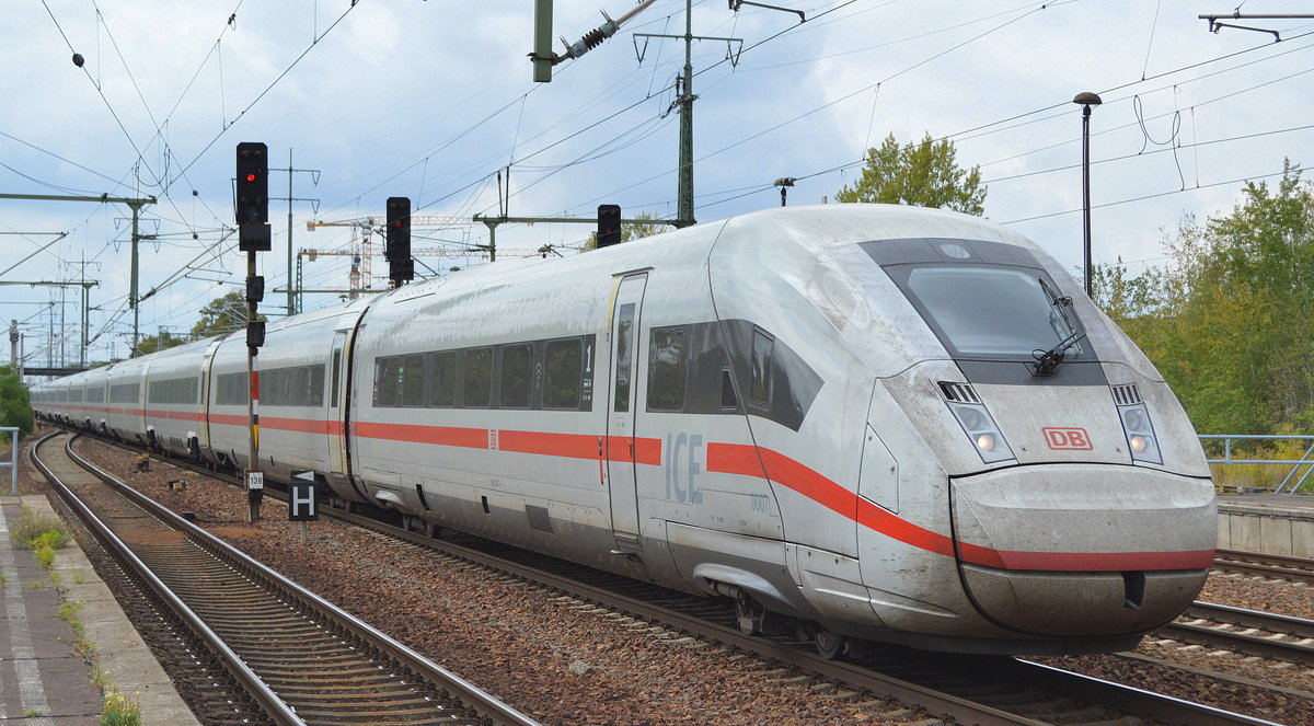 ICE 4 Tz 9007 am 12.09.19 Durchfahrt Bf. Flughafen Berlin Schönefeld.