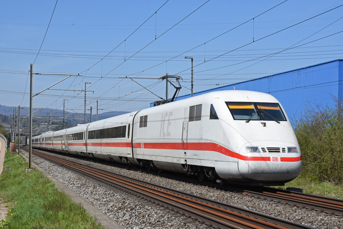 ICE 401 573-1 fährt Richtung Bahnhof Itingen. Die Aufnahme stammt vom 18.04.2019.