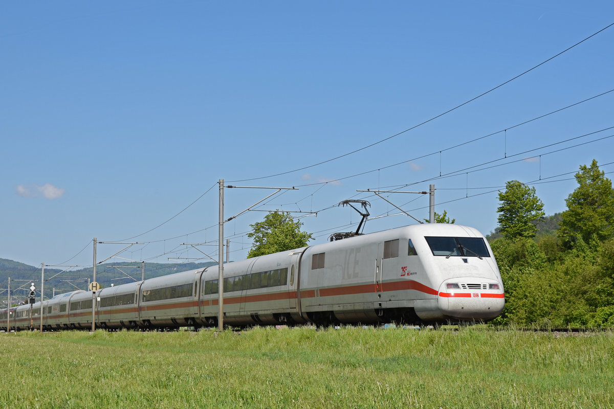 ICE 401 574-9 fährt Richtung Bahnhof Itingen. Die Aufnahme stammt vom 14.05.2019.
