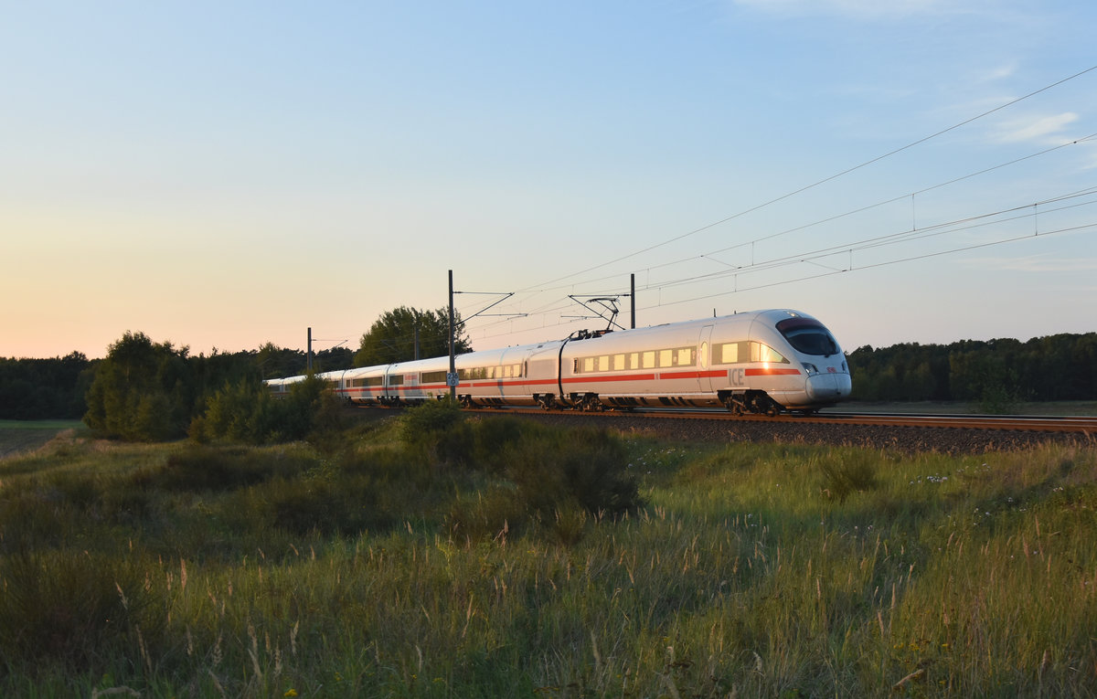 ICE-T  Bamberg  411 072-2 in Doppeltraktion kommend aus Richtung Hamburg. 3km östlich von Büchen, 05.09.2018.