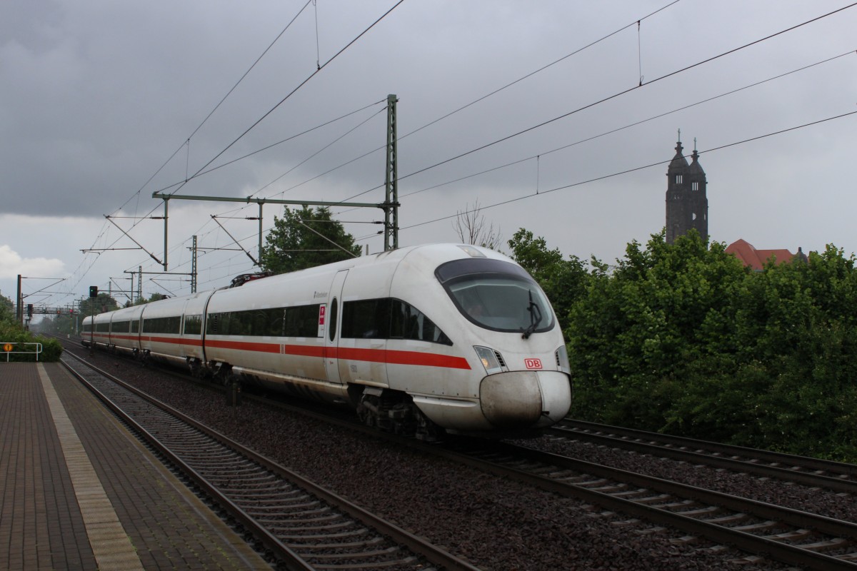 ICE-T von DD-Reick zum DD-Hauptbahnhof bei Regenwetter am 20.06.2015