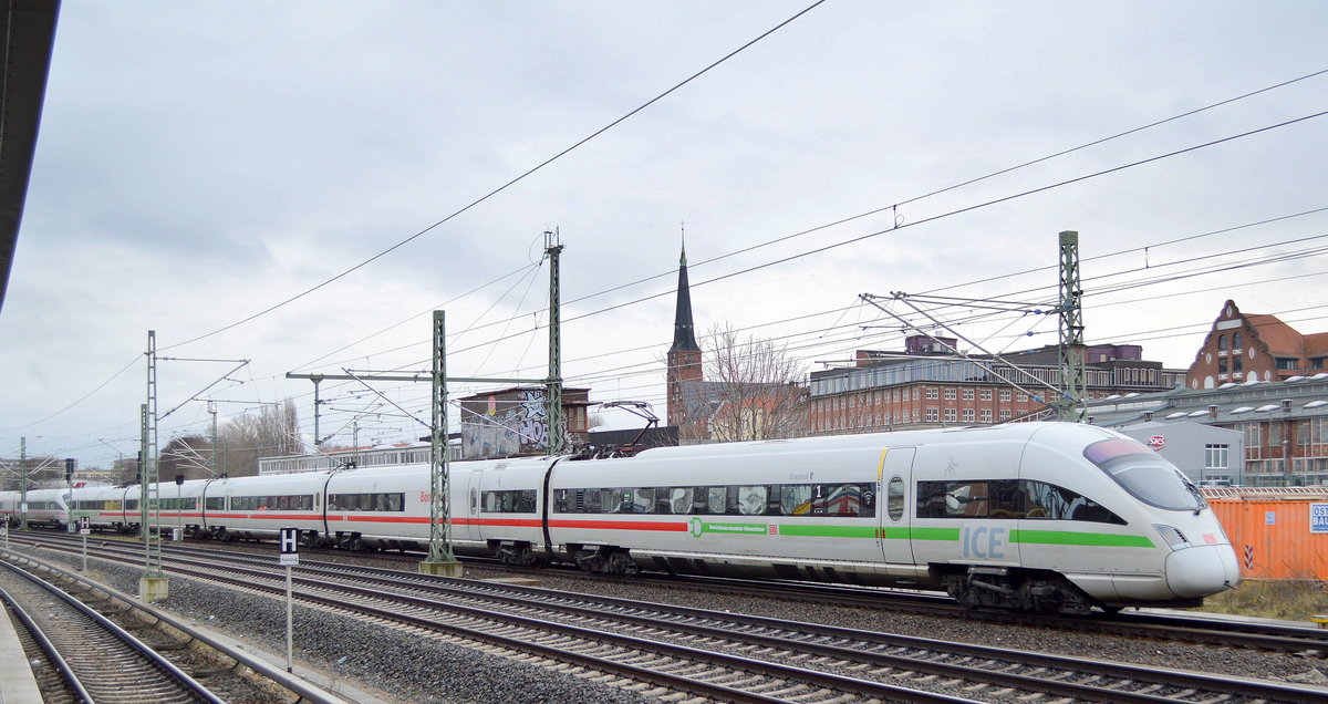 ICE Tz 1501  Eisenach  (415 001-7 .....) + Tz 1155  Oschatz  auf dem Weg zur Bereitstellung Bahnhof Berlin Ostbahnhof am 08.01.20 Berlin Warschauer Str.