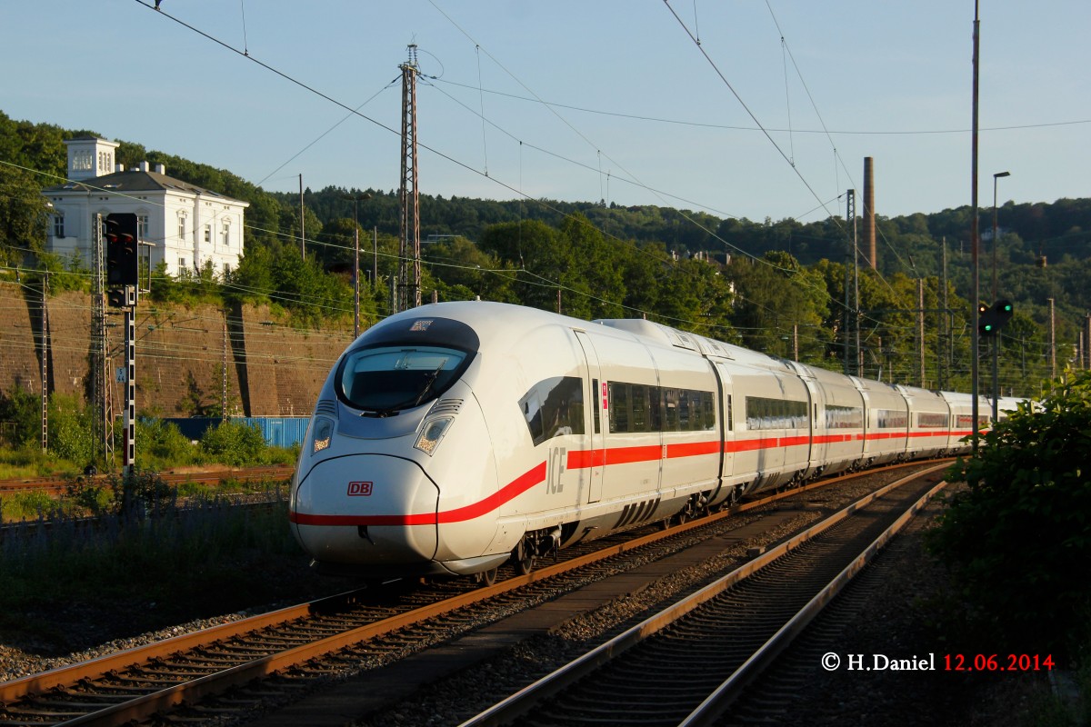 ICE Velaro D 407 als ICE606 (Köln-Dortmund) am 12.06.2014 in Wuppertal Steinbeck.