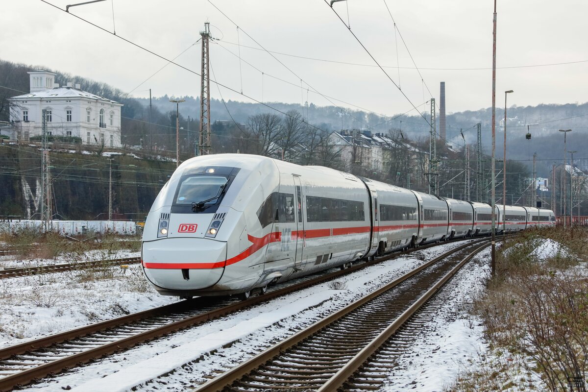ICE4 412 213 DB in Wuppertal Steinbeck, Januar 2023.