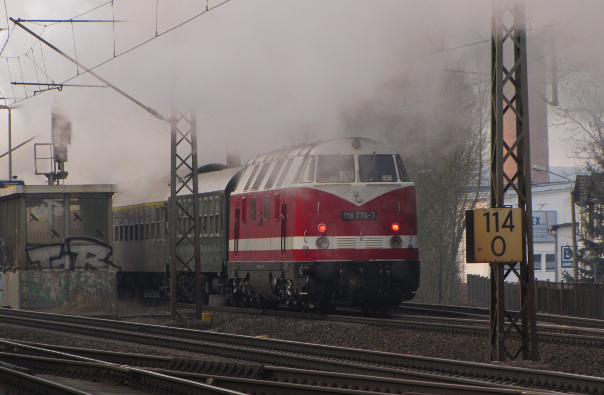 IG Dampflokomotive 58 3047 e.V. 118 770-7 als Schlusslok am DPE 20358 von Zwickau (Sachs) Hbf nach Essen Hbf, am 21.03.2015 in Erfurt Bischleben.