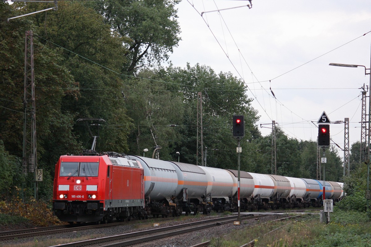 IGE 185 406 am 19.9.13 mit einem Gaskesselzug von Münchsmünster nach Oberhausen-West in Ratingen-Lintorf.