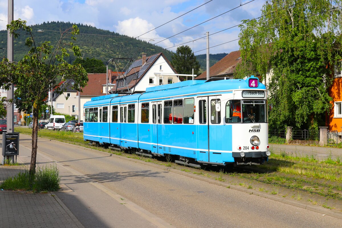 IGN Sonderfahrt mit RNV/HSB Düwag GT8 Wagen 2014 am 23.06.24 in Heidelberg
