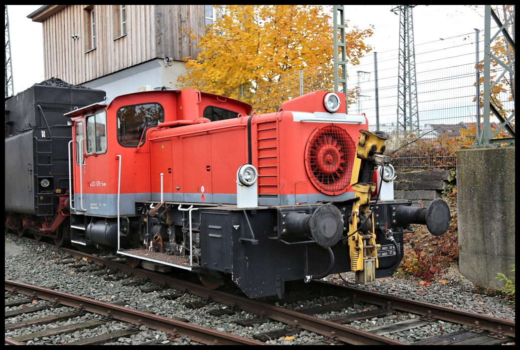 Im Außengelände des DB Museum Nürnberg befand sich am 29.10.2023 auch diese Köf mit der Bezeichnung 333678-1.