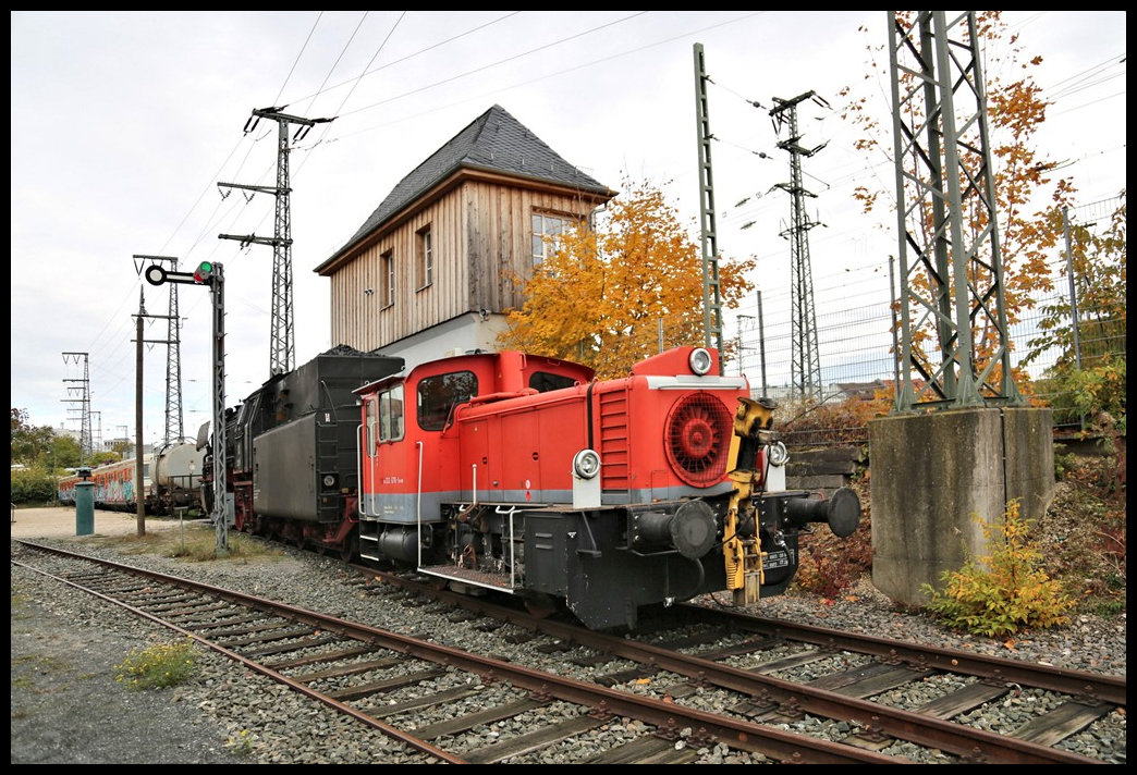 Im Freigelände des Verkehrsmuseum Nürnberg befand sich am 29.10.2023 auch diese Köf 333678-1.