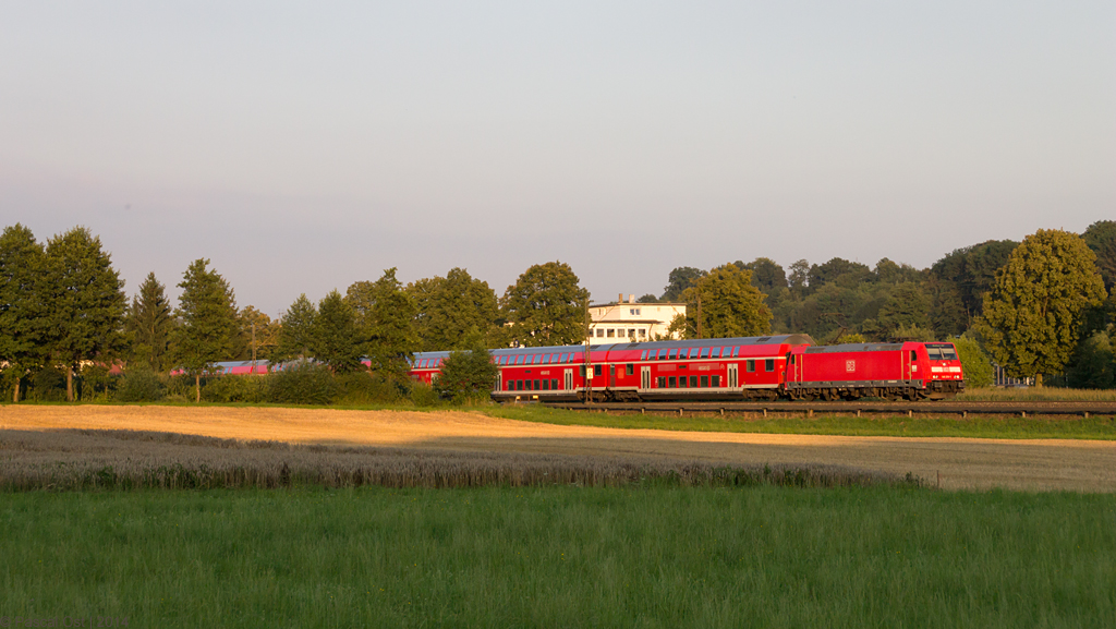 Im letzten Licht des 01. August 2014 konnte ich die Ulmer 146 219-1 mit RE 19242 (Ulm Hbf - Stuttgart Hbf) auf der Filsbahn bei Ebersbach aufnehmen.