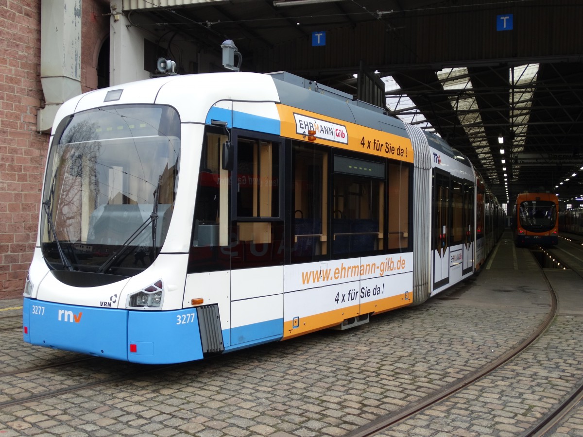 Im Rahmen einer IGN Sonderfahrt konnte ich in Heidelberg Betriebshof die RNV Variobahn 3277 am 22.02.15 fotografieren