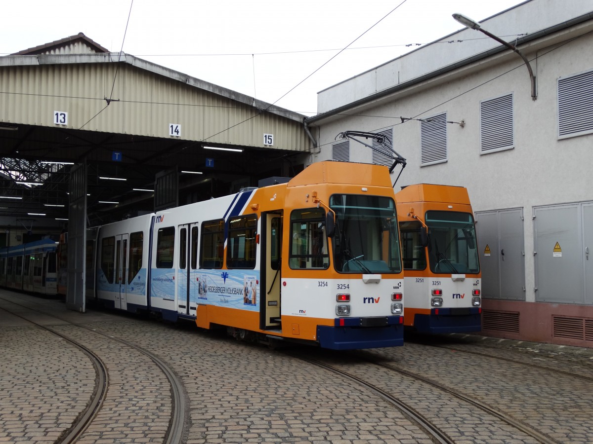 Im Rahmen einer IGN Sonderfahrt konnte ich in Heidelberg Betriebshof die RNV Düwag M8C 3254 und 3251 am 22.02.15 fotografieren