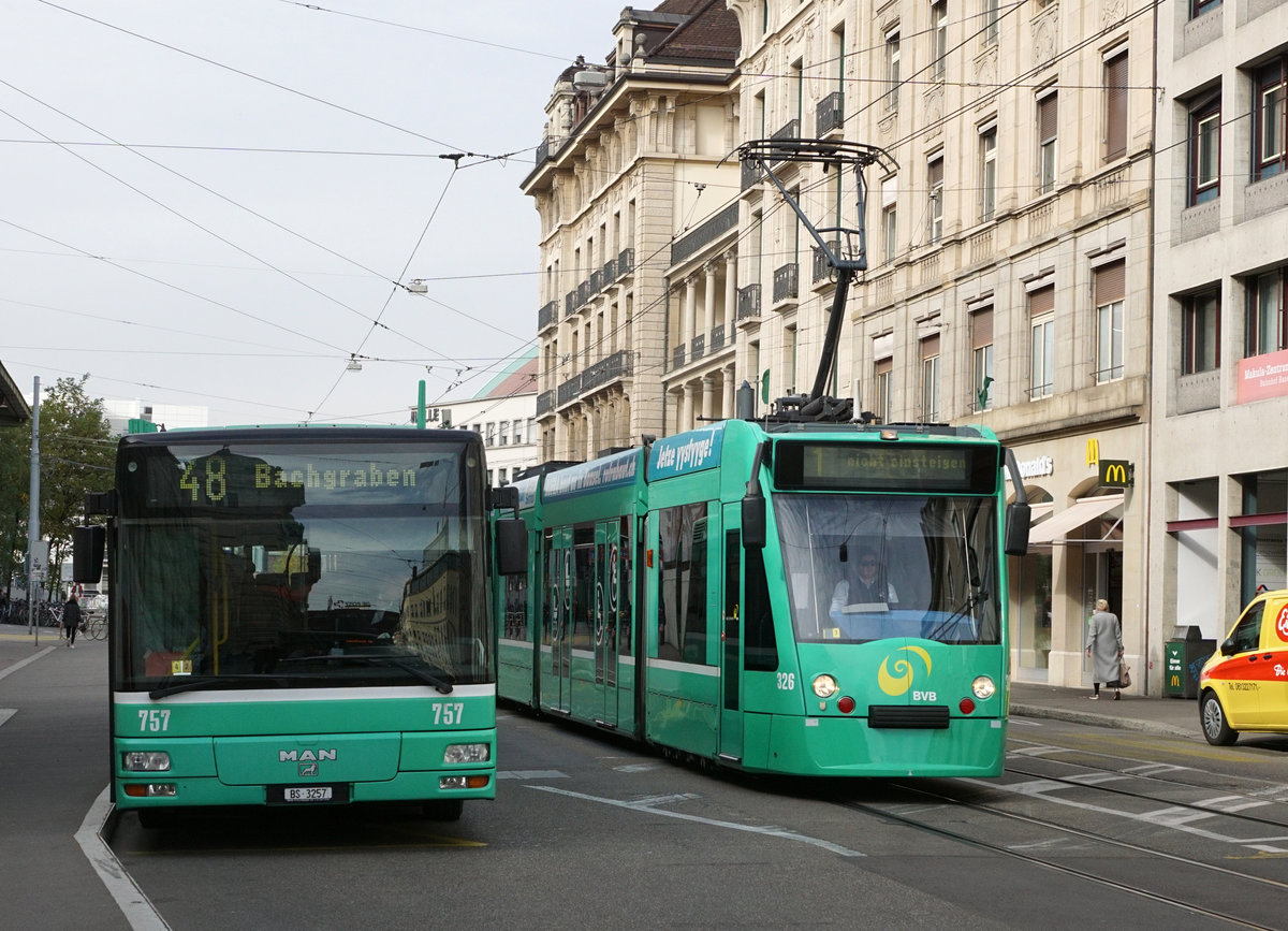 Impressionen der Basler Strassenbahnen BVB und BLT vom 22. Oktober 2020.
Foto: Walter Ruetsch