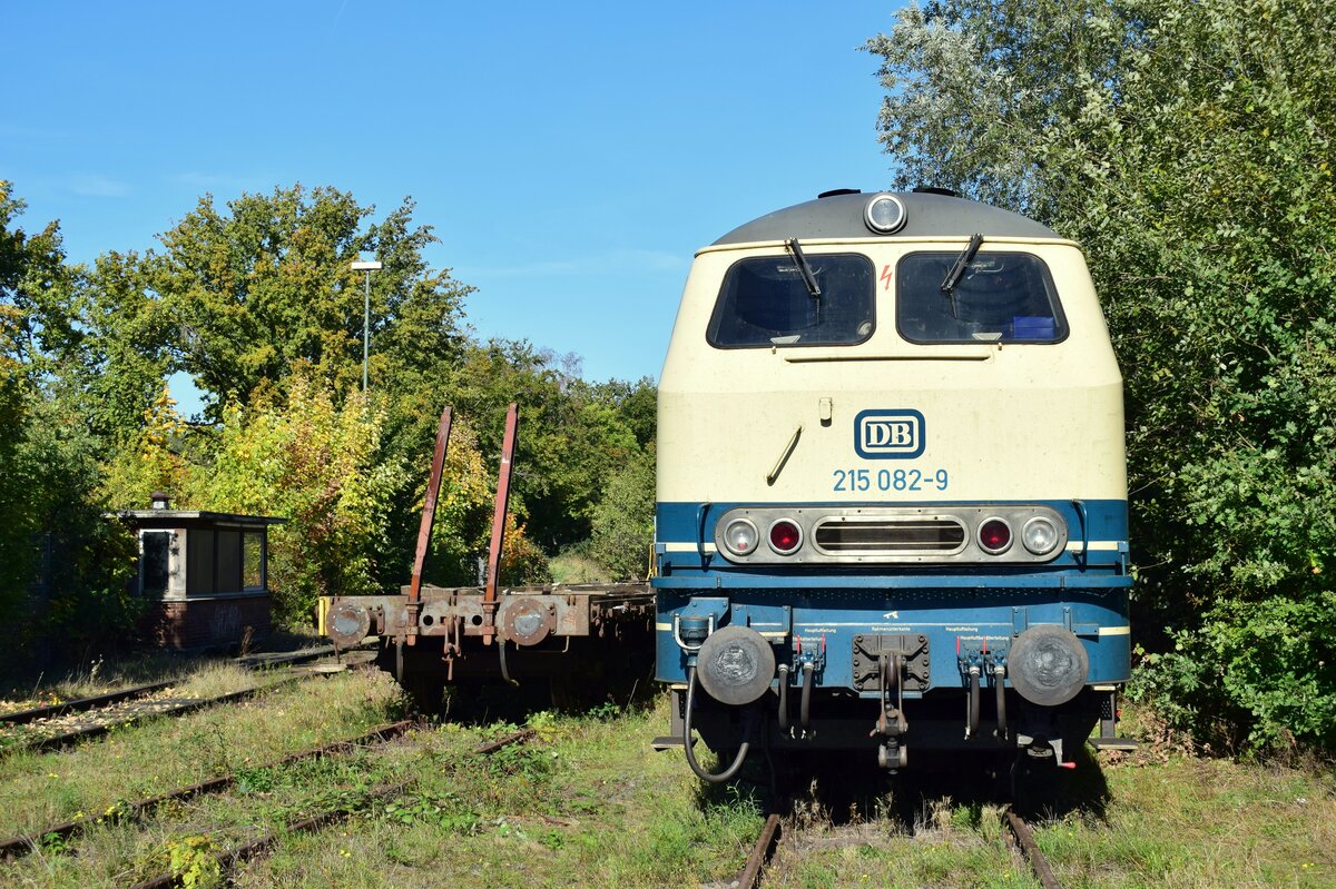 In Duisburg Entenfang genoss 215 082 die Herbstsonne. Links die alte Gleiswaage. Das Bild wurde vom Bahnübergang aus gemacht welcher frei zugänglich ist.

Duisburg 09.10.2022