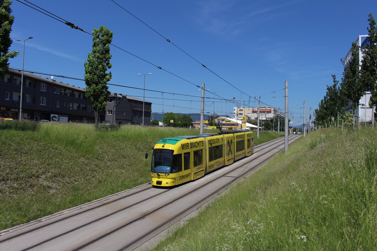 In den Jahren 2000 und 2001 wurden von Bombardier 18 Garnituren des  Cityrunners  für die Grazer Verkehrsbetriebe gebaut und der Nummer 651 bis 668 zugeordnet. 
Der Cityrunner 667 wird seit längerem für die Raiffeisenbank und fährt am 19.5.2022 auf der Ersatzlinie 3/5 von der Krenngasse nach Puntigam hier kurz vor der Haltestelle Brauhaus Puntigam.