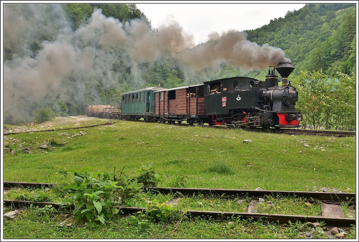 In Novat Delta gibt es ein Gleisdreieck,wo die Strecke ins Valea Novat abzweigt, die derzeit nicht befahren wird. (13.06.2017)