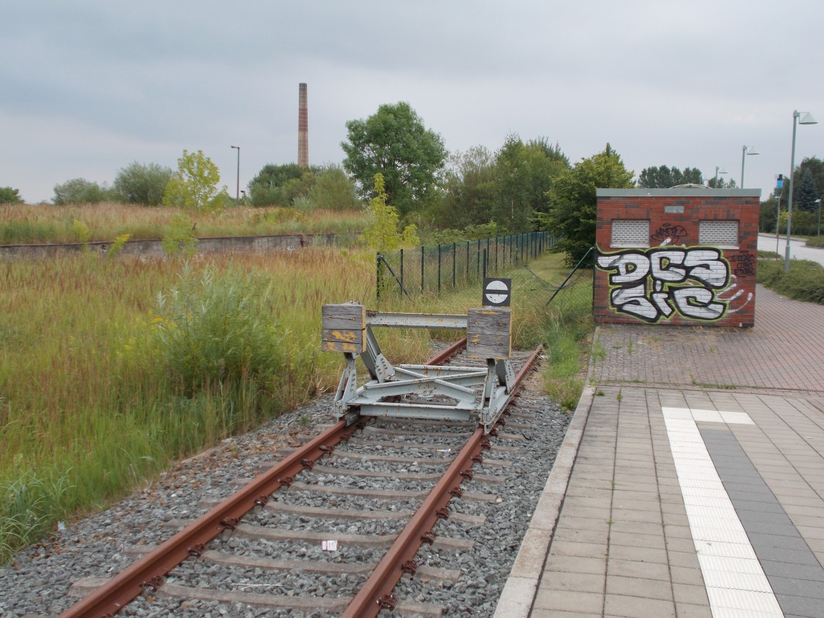 In Tessin(bei Rostock)ist das Streckenende von der Nebenbahn aus Rostock.Aufgenommen am 03.August 2014.