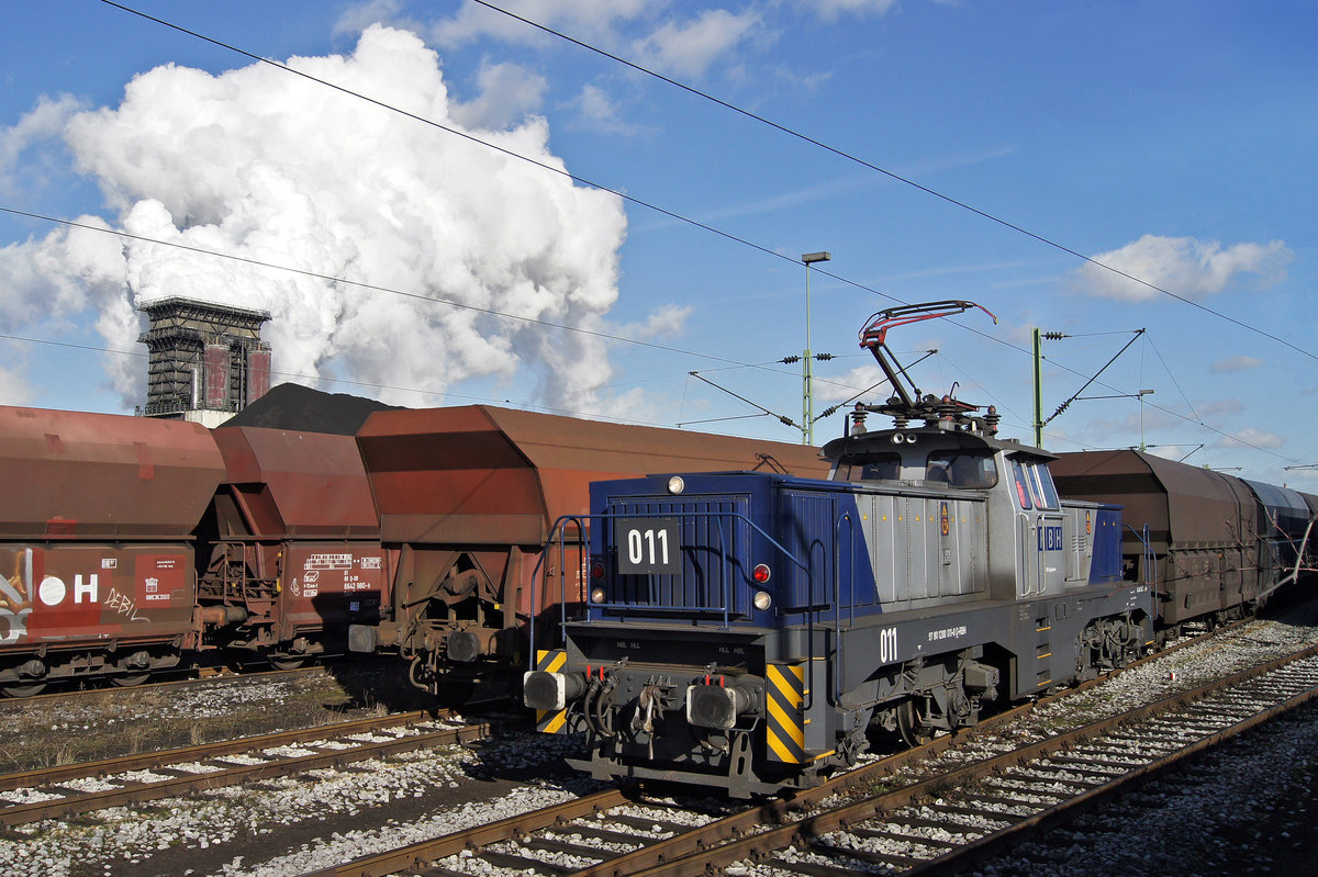 Industriekultur - Henschel E 1200 (RBH 011) am 12.02.2016 auf dem Gelände der
Kokerei Prosper in Bottrop.