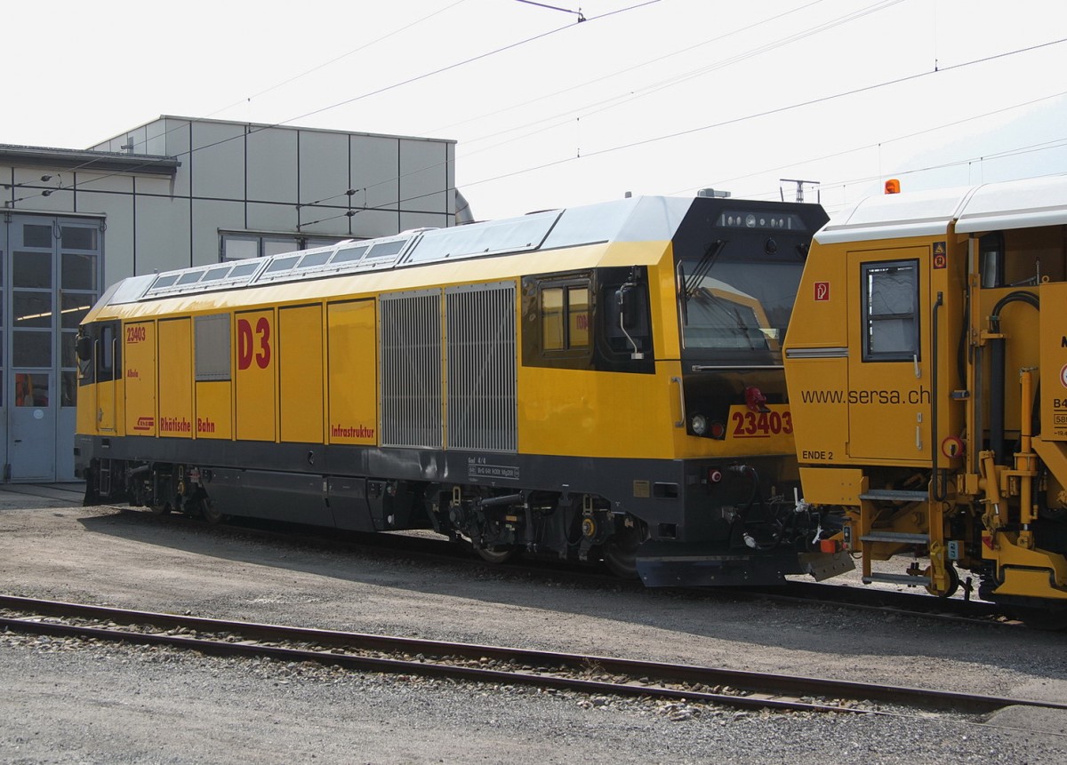 Infrastrukturfahrzeug Gmf4/4 23403  Albula  D3 (Schalker Eisenhütte)am 21.03.16 in Landquart