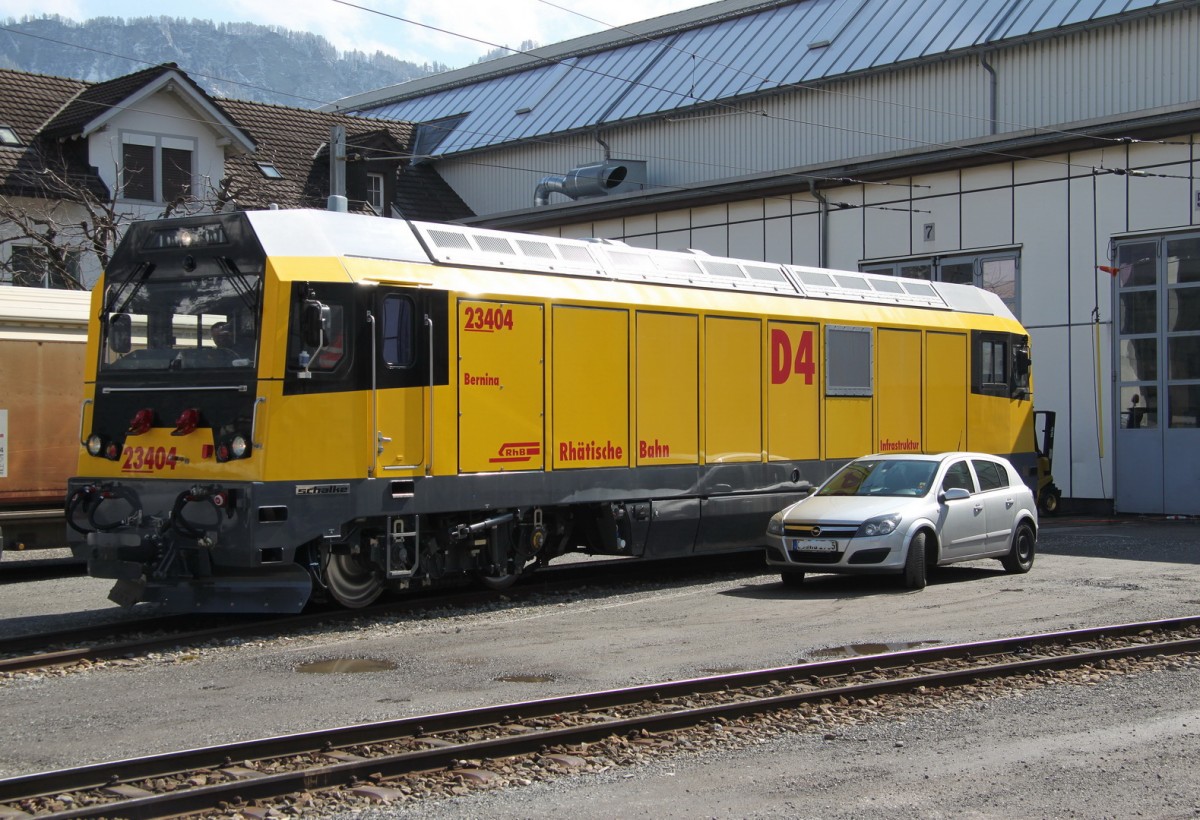 Infrastrukturfahrzeug Gmf4/4 23404  Bernina  D4 (Schalker Eisenhütte)am 16.03.16 in Landquart